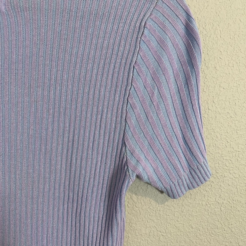 Multicolor Ribbed Short Sleeve Cropped Top - Picture 5 of 5